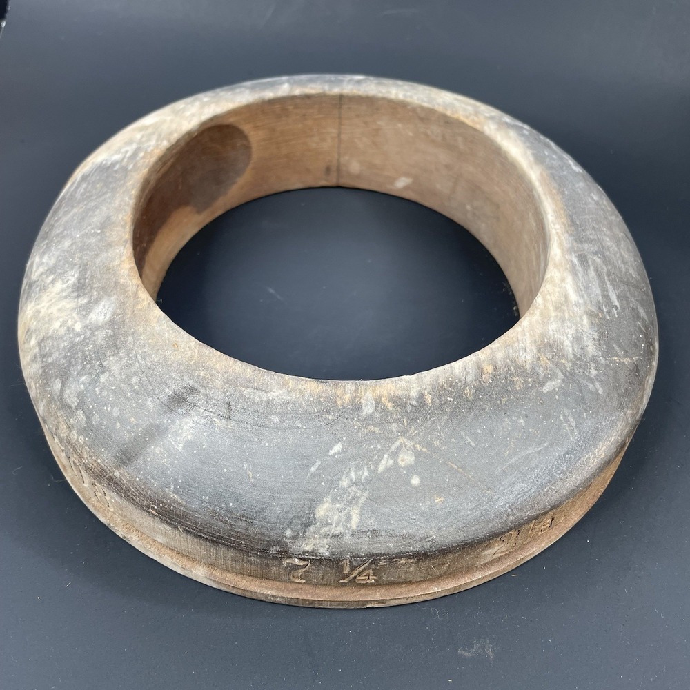 Antique Unmarked Wood Hat Block Millinery Hatters Brim Mold Form 7 1/4